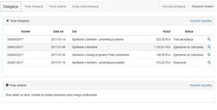 panel delegującego